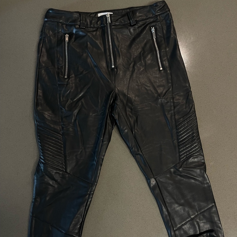 Topshop Faux Leather Felt Lined Moto Leggings